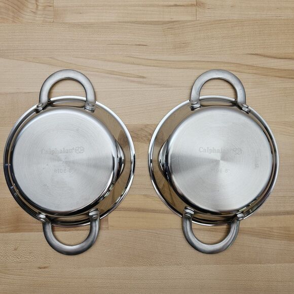 Set Of Two (2) Calphalon 8106 Stainless Steel Two-Handled Mini Gratin Pans 6" - Picture 4 of 5